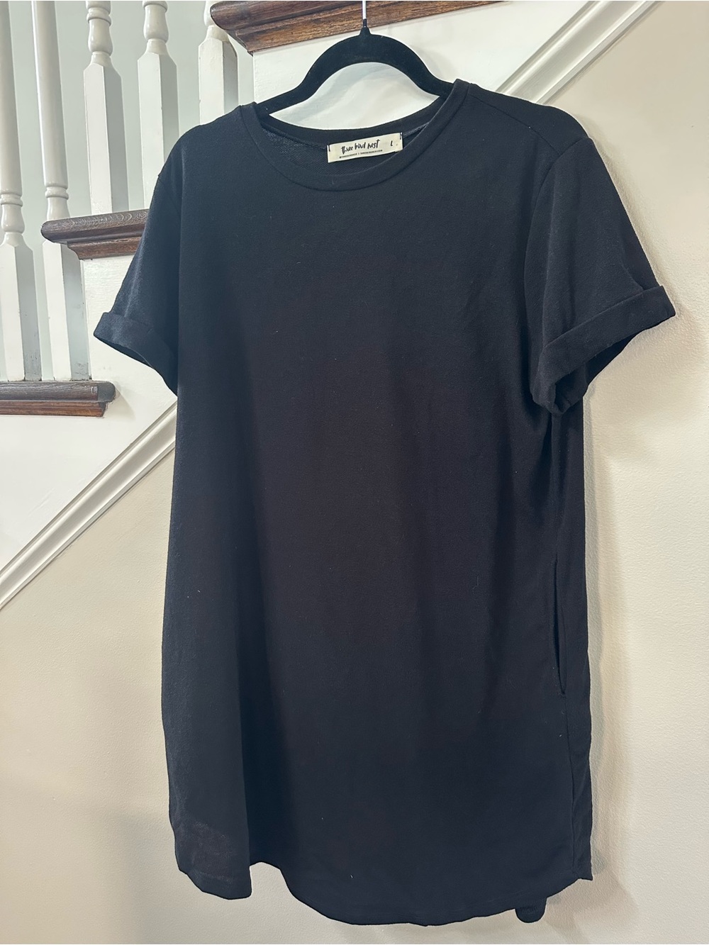 Black Short Sleeve Tunic Tee Dress
